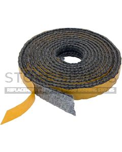 8mm x 3mm Black Self Adhesive Flat Stove Rope - 25M Reel