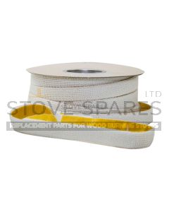12mm x 3mm White Self Adhesive Flat Stove Rope - 25M Reel
